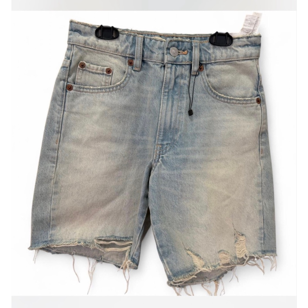 NWT Women's ZARA Light Blue Loose Fit Bermuda Shorts Size 00
